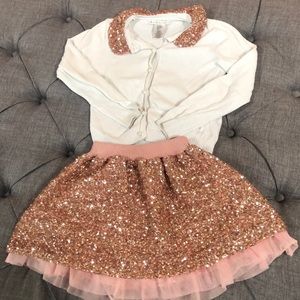 Girls Max Studio sequin skirt sweater set